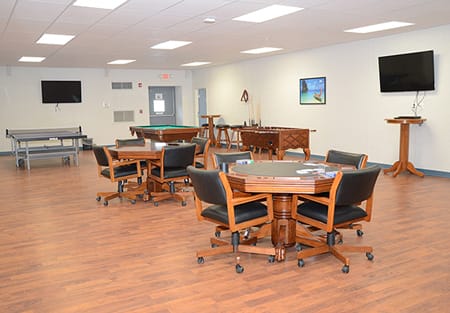 Recreation rooms for connecting with friends and colleagues